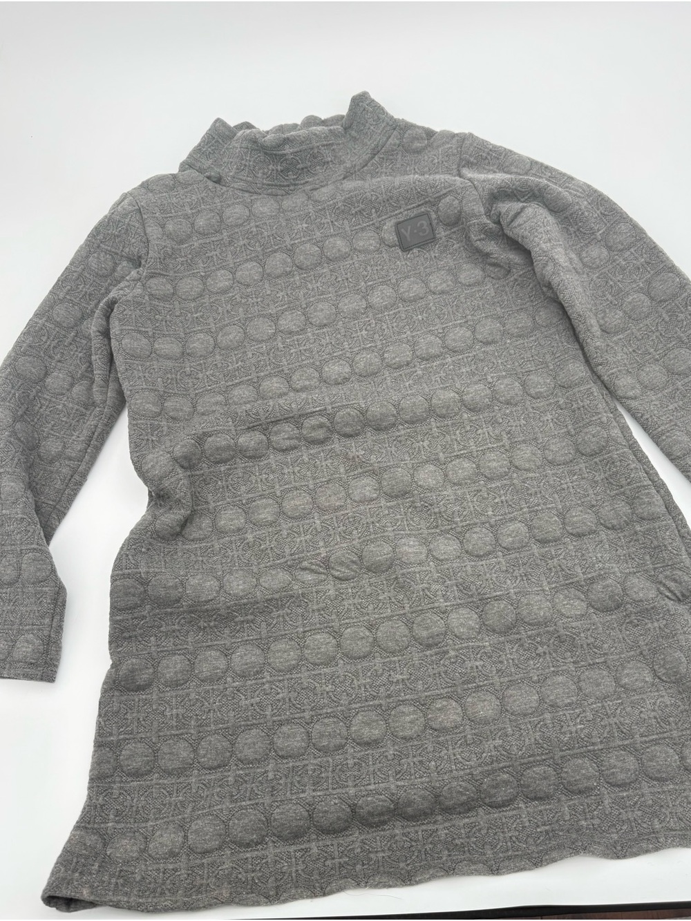 Y-3 Yohji Yamamoto mock neck quilted women’s large mini dress gray